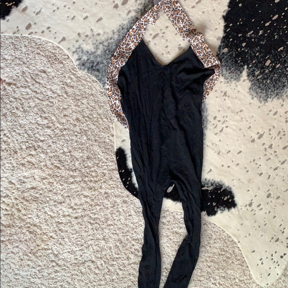 Sheer black and leopard body stocking